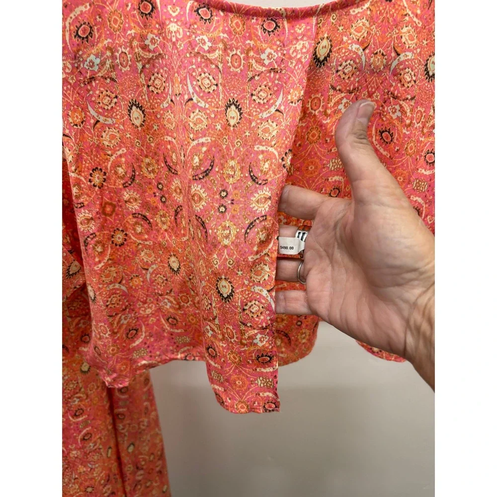 Free People Candy Combo Pink Orange Paisley Crop Top & Maxi Skirt Set Size 0 NWT
